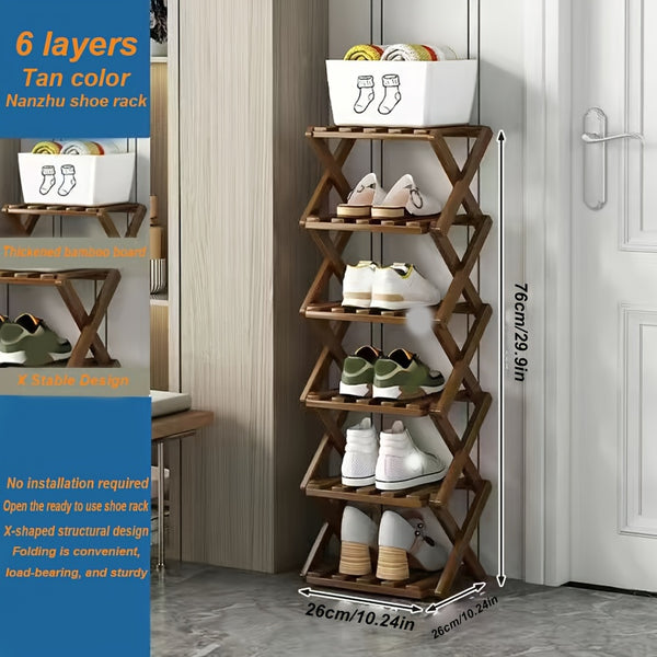 1pc Free Installation Retractable Shoe Rack, Foldable 3-9 Layer Shoe Rack, Small Narrow Doorway Home, Multi-layer Simple Shoe Cabinet