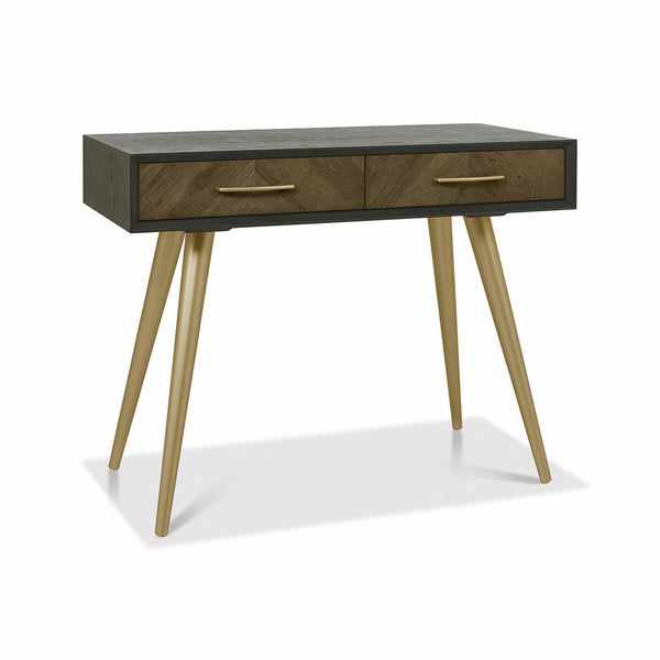 Bentley Designs Sienna Fumed Oak & Peppercorn Dressing Table & Stool