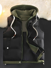 Autumn and Winter Outdoor Leisure Fashion Fake 2pcs Hooded Insulated Warmth Couple's Vest