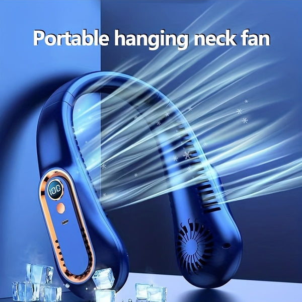 Sports & Office Companion: Mini Bladeless Neck Fan, Ultra-Long Battery Life, 5 Gear Adjustable, Silent, USB Charging with Digital Display