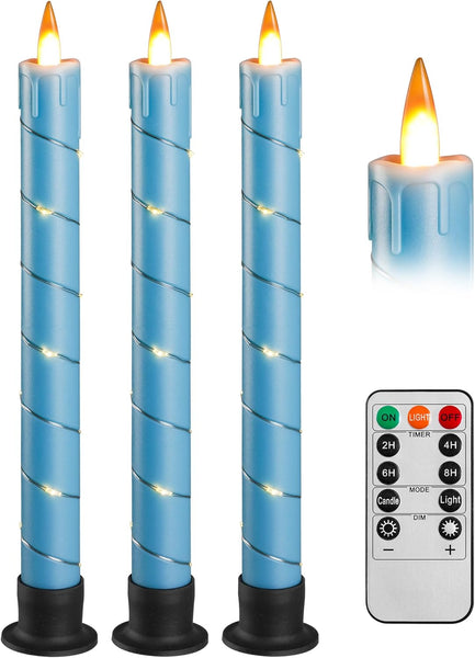 Da by 3 Flameless Window Candles with Remote Control & Timer, Battery Powered Surround Fairy Lamp, 9.6