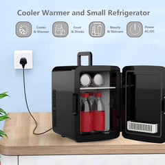 Crystals 4/10/15L Litre Mini Fridge, Table Top Small Fridge Cooler & Warmer for Car Bedrooms Desk Office, 12V DC - 220 AC, Mini Fridge for Bedrooms – Energy Efficient (Black, 10L Litre)