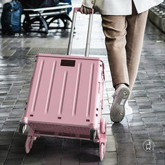 Folding Cargo Basket, Multifunctional Cart, Push Cabinet, Food Moving Cart, Shopping Cart with Lid, Portable Rolling Cargo Box Push Cart Shopping Cart Foldable Toolbox with Adjustable Telescopic Aluminum Handle, 8 Swivel Wheels for Grocery, Shopping, Offi