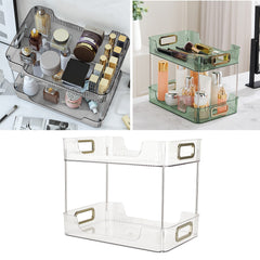 Grey/Clear/Green Stackable Makeup Storage Box with Modern Acrylic Design, Cosmetic Display Organizer for Office Desk and Dressing Table, Practical Desktop Organizer Rack for Jewelry and Lipstick, Perfect Gift Idea for Women and Girls