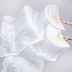 Elegant White Belly Dance Fan, Suitable for Percussion Dance, with a Universal Design of Left and Right Hands and Elegant Ribbon Material, It Is an Ideal Choice for Celebrations, Performances and Cultural Gatherings