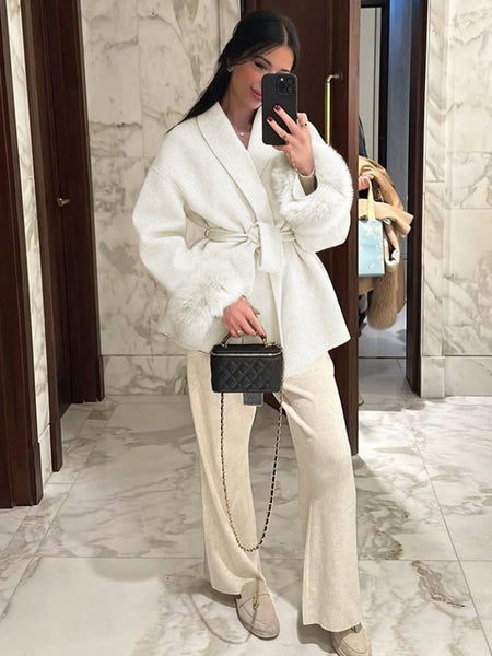 New Autumn/Winter Sophisticated Style Tie-Strap Coat for Women, Elegant and High-End, Overcoat