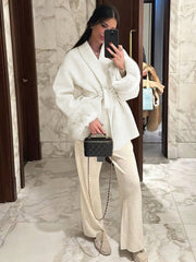 New Autumn/Winter Sophisticated Style Tie-Strap Coat for Women, Elegant and High-End, Overcoat