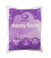 150 Fragranced Disposable Nappy Sacks, Scented, Easy-To-Tie Tabs, Durable, Thick Baby Nappy Disposal or Pet Waste Bags, 150 Count