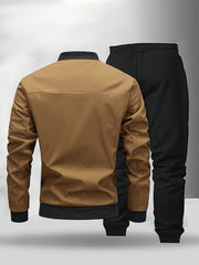 [Maigiqi] Casual Set Men'S Spring Autumn Easy Athletic Two-Piece Outfit Polo Collar Jacket