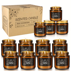 12pcs 3.5-ounce Scented Candles, Retro And Exquisite Design, Soft Fragrance, Soy Wax Amber Candles, Perfect for Valentine's Day, Weddings, Birthdays, Parties, Yoga, Swimming Pools, Home Decoration And As An Excellent Gift for Friends And Family.