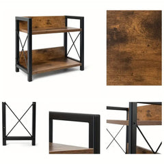 2 Tier Wooden Spice Rack, Kitchen Counter Organiser for Spices, Oil Bottles, Coffee Storage, Rustic Design with Stable Structure, Quick Assembly, Versatile for Home and Office Use