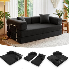 Foldable Sofa Bed 200cm Wide XXL Bed, Modular Floor Sofa, Corduroy Cloud Sofa With Metal Frame, 3-seater Guest Bed, Foldable, Non-slip, Washable ( 200cm (3-seater))