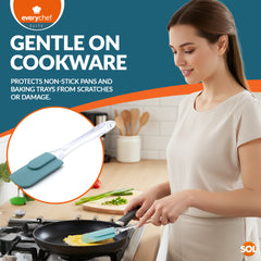 EveryChef Elite 3 Pack Rectangular Silicone Spatula Set | Heat Resistant Non Stick Kitchen Utensils | Flexible Baking & Cooking Spatulas | Durable, Dishwasher Safe Mixing Tools for Everyday Use