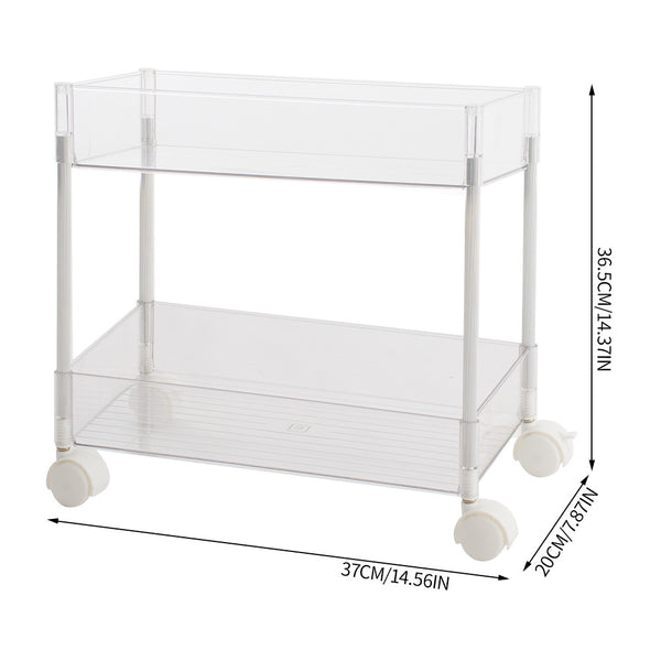 2/3/4-Tier Transparent Storage Cart - Multi-Functional Rolling Organizer with Wheels | for Bathroom, Kitchen, Laundry Room | Snack & Toiletries Holder (Easy Assembly)
