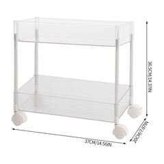 2/3/4-Tier Transparent Storage Cart - Multi-Functional Rolling Organizer with Wheels | for Bathroom, Kitchen, Laundry Room | Snack & Toiletries Holder (Easy Assembly)