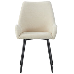 MOF Set of 4 Dining Chairs with Armrests - Mid-Century Upholstered Dining Chairs with Soft Cushioned Seat & Black Metal Legs for Dining Room, Living Room, Kitchen or Vanity Chair
