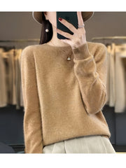 Women'S 100% Cashmere Crew Neck Long Sleeve Sweater: Soft, Fluffy & Warm Pullover for Fall And Winter