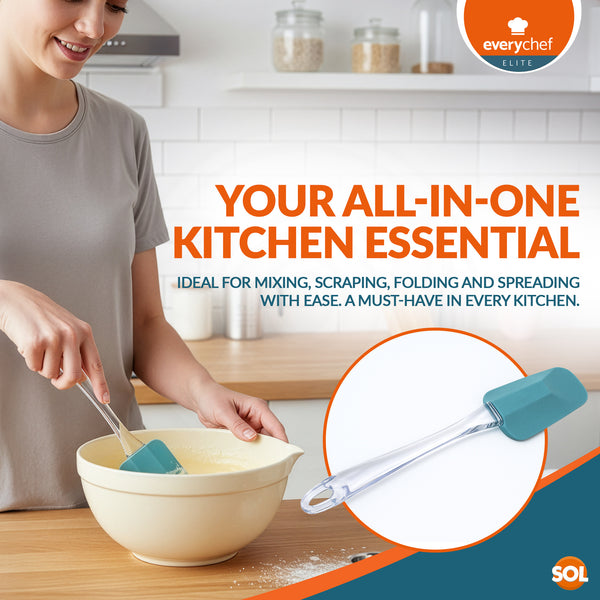EveryChef Elite 3 Pack Rectangular Silicone Spatula Set | Heat Resistant Non Stick Kitchen Utensils | Flexible Baking & Cooking Spatulas | Durable, Dishwasher Safe Mixing Tools for Everyday Use