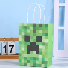 20Pcs Pixel Style Miner Craft Gift Pouches + Stickers Christmas Pixel Gift Pouches Colorful Gift Wrapping Bags Tote Paper Bags Last Minute Halloween Present BagsPixel Style Miner Craft Party Supplies