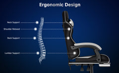 GartistGo Gaming Chair With footrest,Computer Chairs with Lumbar Cushion + Headrest, Height-Adjustable Office Chair for Adults, Girls, Boys