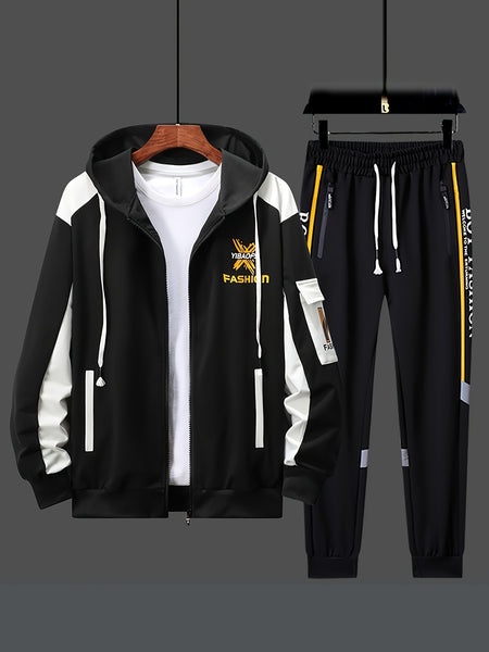 Men's Casual Hooded Sweatshirt Sportswear Set, Tracksuit