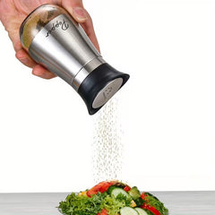 4-piece set (2 bottles + 2 caps) of adorable glass salt and pepper shakers. 4 oz (approx. 113.4g) glass salt and pepper shakers with stainless steel caps, suitable for kitchen dining tables, RVs, camping, and BBQs. Condiment bottles, salt and pepper shake