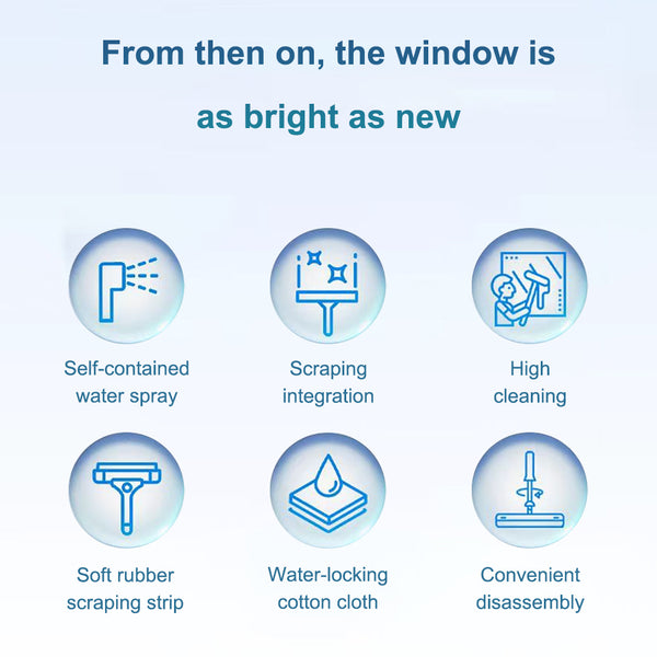 Professional-Grade Window Cleaner Kit with Rotatable Long Handle & 4 Fiber Cloths + 2 Silicone Strips - Heavy-Duty Indoor/Outdoor Glass Washing Tool for, Mirrors, Shower Doors, Car Glass - Easy-Install Hanging System, Durable Window