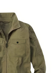 Men's Solid Color Cargo Jumpsuit with Full Zip, Long Sleeves and Front Pockets