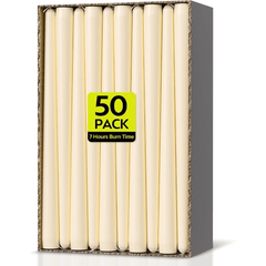 50-Pack Long Taper Candles - Unscented Ivory Tapers for Wedding, Church, Banquet - Real Wax Burning Candles Suitable for Chandeliers, Dinner Candles, Romantic Decor ( Use)