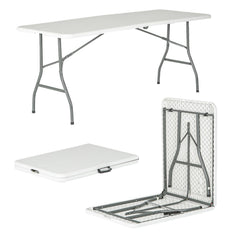 6ft Folding Trestle Table 1.8M Heavy Duty Picnic Folding Table for Indoor Outdoor
