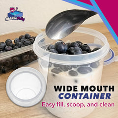 Bubblewally Overnight Oats Container with Lids (4-Piece Set) - 16 Oz Plastic Containers - Oatmeal Container to Go | Portable Cereal and Milk Container| Snap Lock Storage Jars with Airtight Lids