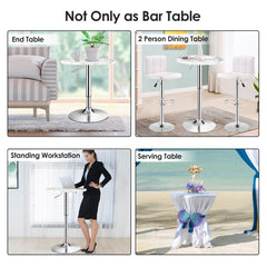 GOFLAME 2pcs Modern Bar Table Multifunctional Round Pub Table-White