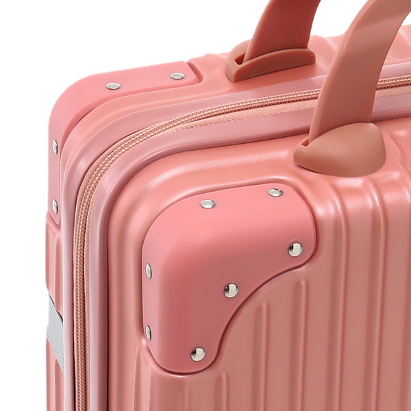 14 Inches Storage Box, Rose Gold Portable Makeup Travel Case Hand Luggage with Elastic Band, Durable Plastic Carrying Makeup Case Suitcase, Makeup Box Travel Cosmetic Box Suitable for Home or Travel