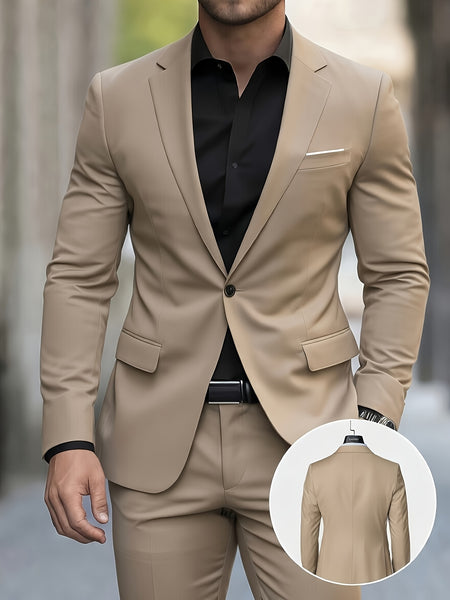 Tongtongbang Selection: Men's High-End New Style 2-Piece Suit Set (Jacket and Trousers) Suitable for Formal Occasions and Banquets