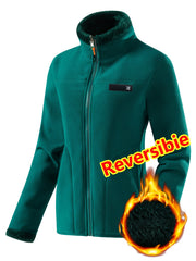 Women's Spring Casual Jacket, Thickened Shaggy Warm Printed Reversible Coral Sweatshirt, Double-Sided Outerwear