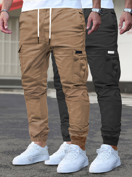 2pcs Men's Cargo Pants - Multifunctional Pockets, Adjustable Drawstring, Suitable for Everyday Casual and Formal Wear in All Seasons - Great Birthday/Christmas Gift - Machine Washable and Durable, a Must-have for Outdoor Enthusiasts