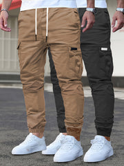 2pcs Men's Cargo Pants - Multifunctional Pockets, Adjustable Drawstring, Suitable for Everyday Casual and Formal Wear in All Seasons - Great Birthday/Christmas Gift - Machine Washable and Durable, a Must-have for Outdoor Enthusiasts