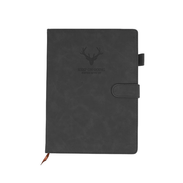 A4 Notebook with Magnetic Snap Closure, 400 Page Thick Lined Notepad in Soft Leather, Durable Business & Office Diary for Work Meetings, Professional Record Book