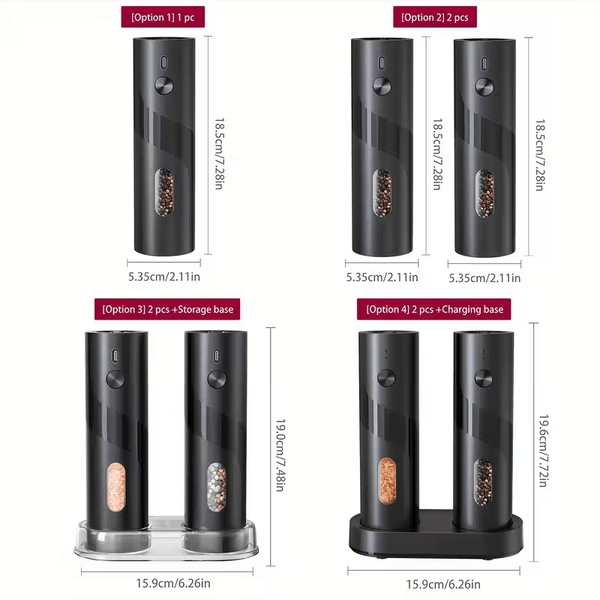 2pcs Rechargeable Electric Salt and Pepper Grinder, Automatic Salt & Pepper Mills Set with LED Light, Adjustable Coarseness, 110ml Large Capacity for Home, Kitchen Bbq, Restaurant, Outdoor, Wedding Gift