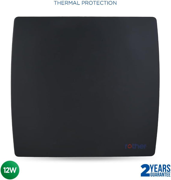 ROTHER Black Bathroom Extractor Fan 4 Inch IP44 Silent Wall Ceiling Mounted Timer Flat Panel Air Vent Cover Kitchen Room Powerful Ventilation 31Db 100Mm Copper Motor