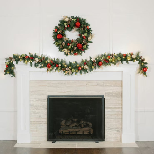 9 Ft Pre-Lit Christmas Artificial Garland with Twinkling LED Lights