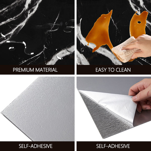 Marble Effect Peel and Stick Wall Tiles - 30x60cm Removable Self-Adhesive Panels, Easy Install for Bathroom, Kitchen, Toilet & Shower Backsplash