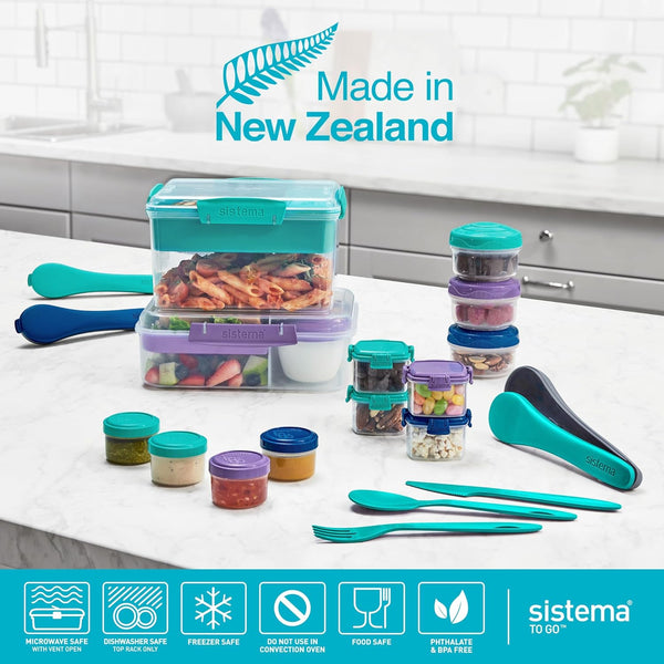 Sistema Bento Box Lunch | Bento School Lunch Box with Compartments | 1.65 L | Food Storage Container in Minty Teal | 1 Count