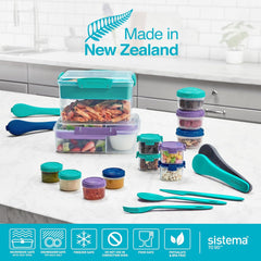 Sistema Bento Box Lunch | Bento School Lunch Box with Compartments | 1.65 L | Food Storage Container in Minty Teal | 1 Count