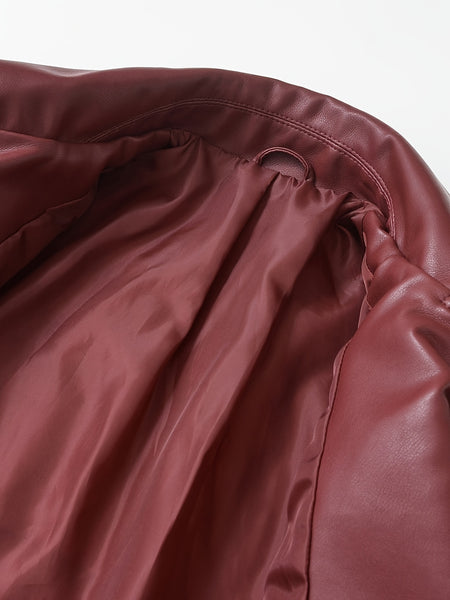 2025 Short Faux Leather Jacket Spring And Autumn American Retro Temperament Motorcycle Jacket Top Coat Women'S Clothing
