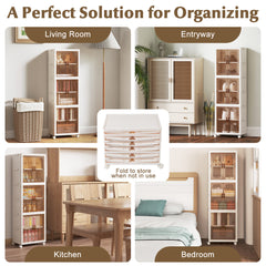 GOFLAME 6-Cube Stackable Storage Bins 115L Shoes Boxes w/ Doors-White