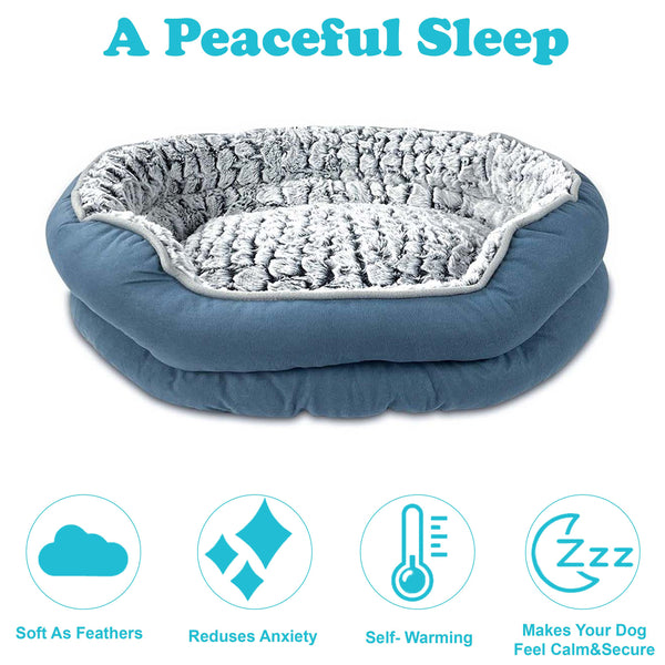 Dog Bed - Washable Rectangle Dog Beds, Anti-Anxiety, Soft Plush Non-Slip Bottom Pet Bed Mattress Mat Machine Washable