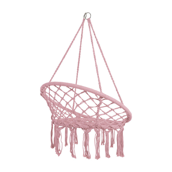 Courtyard Woven Hanging Basket, Hanging Cotton Rope Iron Ring Hanging Chair, Balcony Rocking Chair, Suitable for Indoor, Outdoor, Home, Balcony, Courtyard, Garden, Maximum Load Capacity: 200kg, Material: Iron Ring, Cotton Rope (No Include Cushion)
