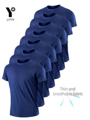 7-Pc White Ultra-Light Men'S Crew Neck T-Shirts - Quick-Drying, Breathable, Sweat-Wicking Shirts, Suitable for Fitness, Gym And Running, Lightweight And Comfortable, Sports Fitness Training Quick-Drying Short-Sleeved Moisture Wicking