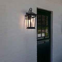 Lutec Traditional Outdoor Wall Lantern Light in Black